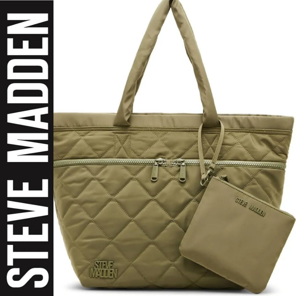 Steve Madden BLayzia2 Quilted Tote Bag- Olive